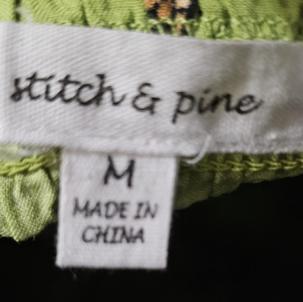 Y2K Stich & Pine Lime Green Smocked Flowy Cropped Tube Top With Butterflies - Picture 2 of 7